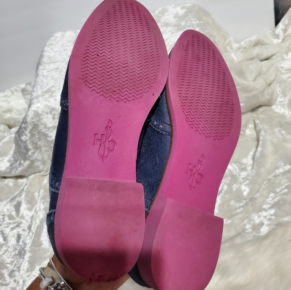 Cole Haan Navy Suede Wingtip Oxfords with Pink Sole and Green Laces - Picture 4 of 8